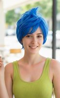 Vibrant Blue Layered Pixie Cut Wig with Side-Swept Bangs