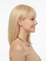 14 Inch Golden Blonde Layered Bob Wig with Wispy Bangs