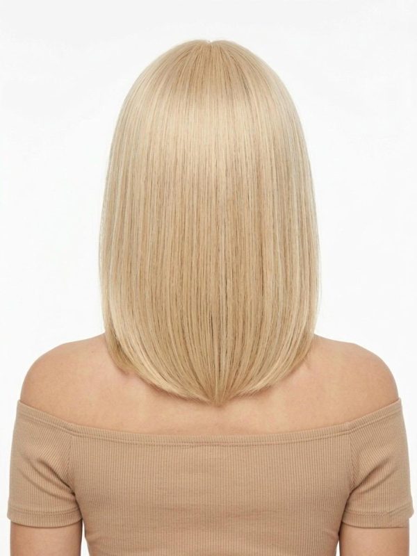 14 Inch Golden Blonde Layered Bob Wig with Wispy Bangs
