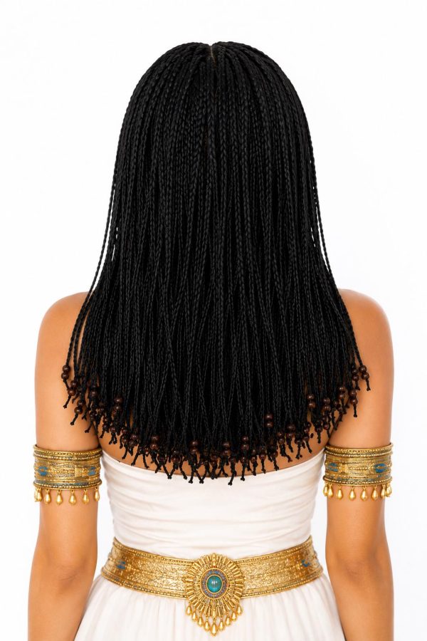 20 Inch Natural Black Boho Micro Box Braided Wig with Wooden Beads