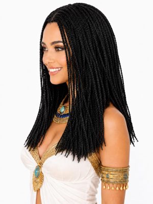 20 Inch Natural Black Boho Micro Box Braided Wig with Wooden Beads