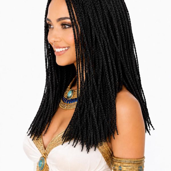 20 Inch Natural Black Boho Micro Box Braided Wig with Wooden Beads